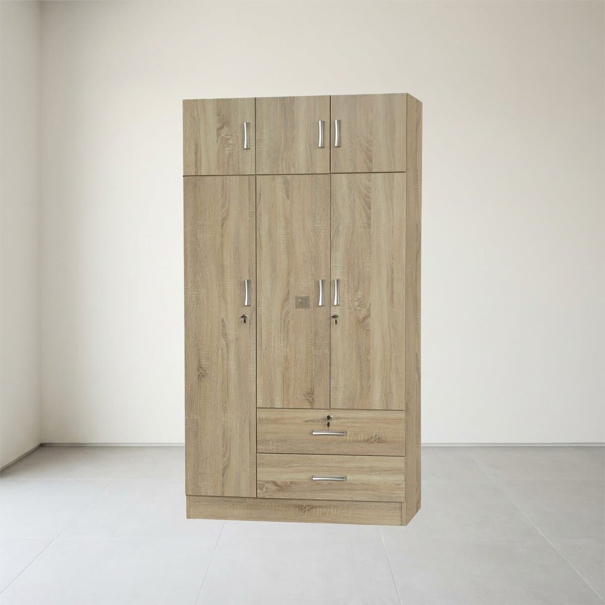 Functional 3-Door Wooden Wardrobe