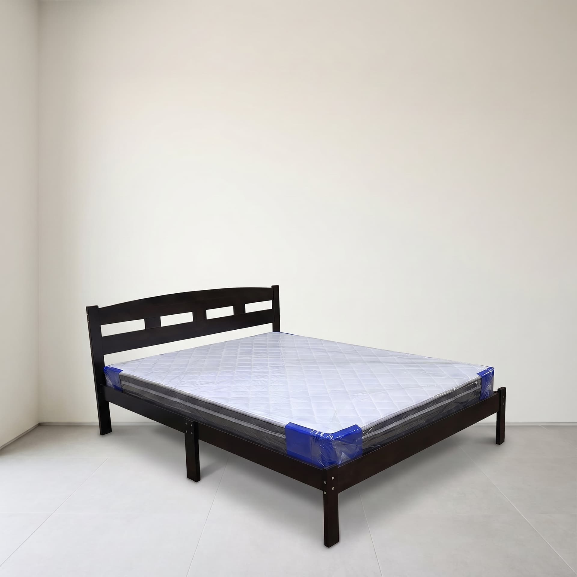 Wooden Queen Bedframe with Spring Mattress Set (Clearance)