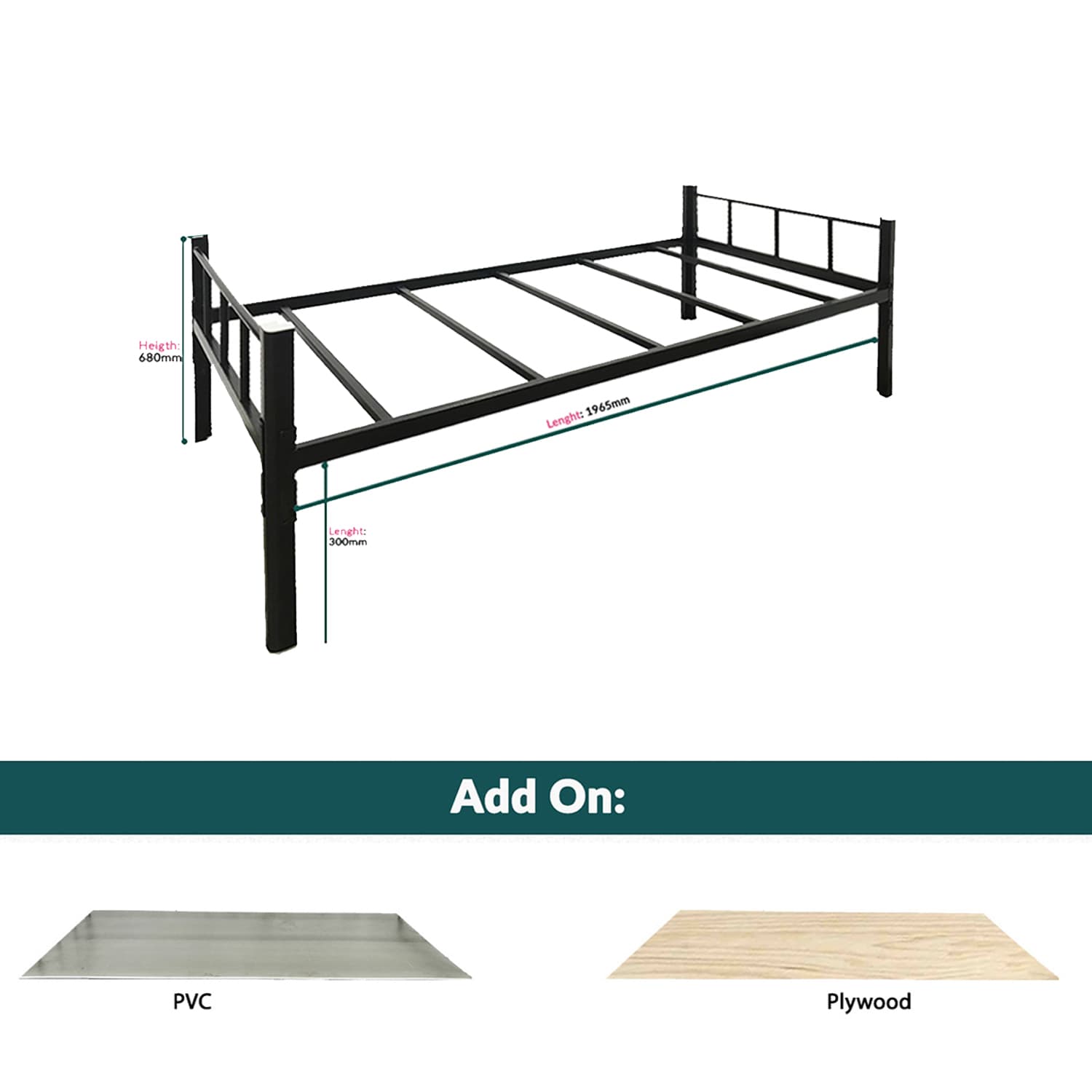 Single Metal Bedframe Only (Choice Of Bedboard Available)