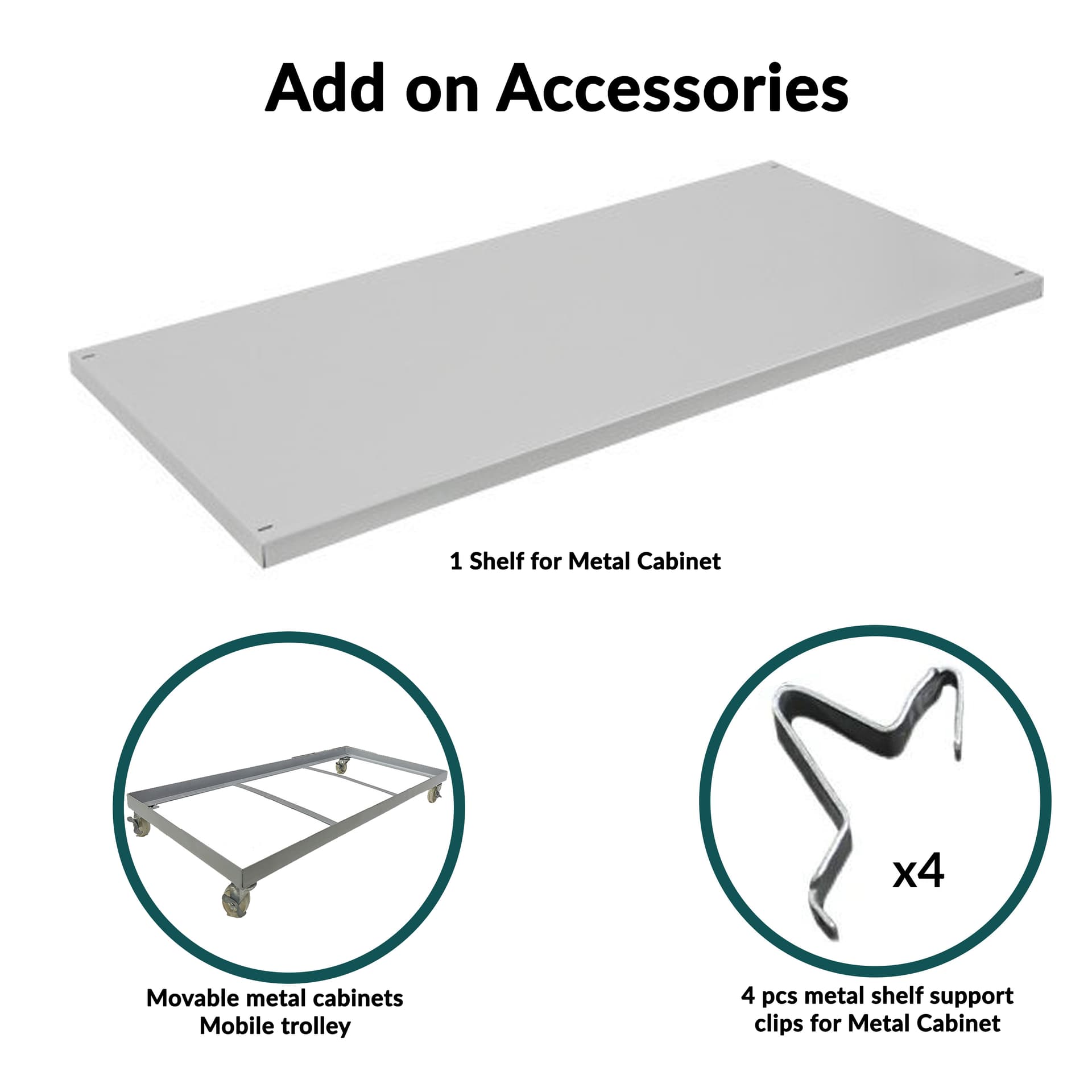 Add-on 1 Shelf and 4pcs Metal Shelf Pins