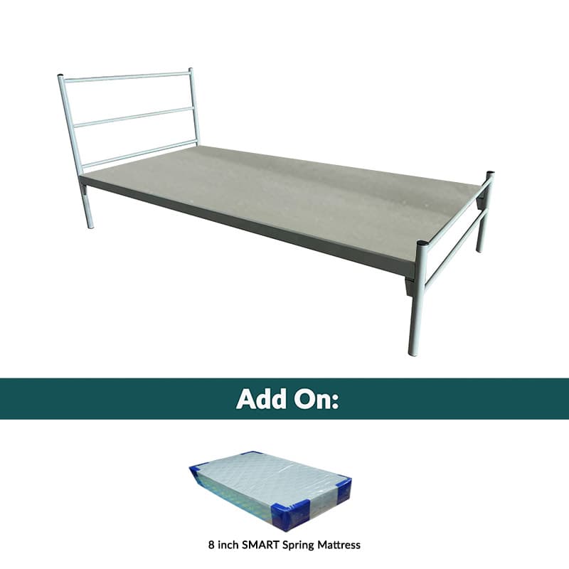 Single Metal Bedframe with PP Sheet with Spring Mattress