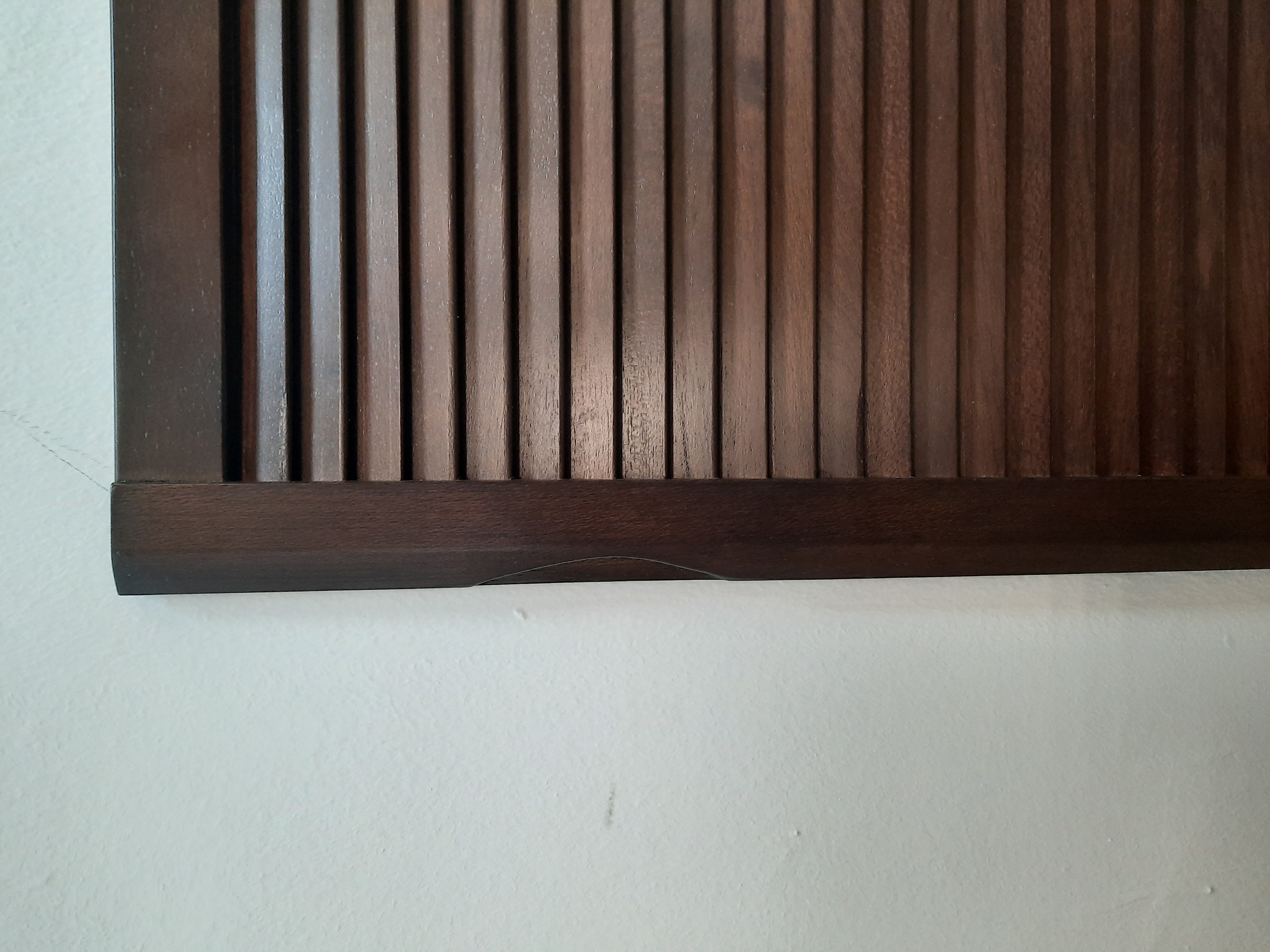 2-Door Louvered Shoe Cabinet — front view, dark wood finish with ventilated louvered doors